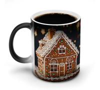 ERSTSNCK Sweet Gingerbread House Color Changing Mug 11 Oz Heat Changing Coffee Mugs Funny Magic Cup Heat Sensitive Ceramics Mug Novelty Coffee Cups Personalized Customized Gift Idea for Men & Women