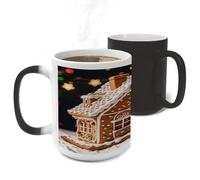 ERSTSNCK Sweet Gingerbread House Color Changing Mug Heat Changing Coffee Mug Funny Magic Cup Heat Sensitive Travel Mugs Novelty Coffee Cups Personalized Customized Gift for Men Women 11 Oz