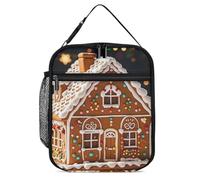 ERSTSNCK Sweet Gingerbread House Lunch Bag for Adults Reusable Insulated Lunchbox Leakproof Small Lunch Box Tote for Men & Women Portable Food Cooler Bag for Work, Office, Picnics