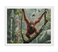 ERSTSNCK Swinging Orangutan Diamond Painting Kits for Adults 16"x20" 5D Diamond Art Kits for Beginners DIY Full Drill Round Diamonds Gem Art Crafts Painting for Home Wall Decor