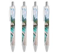 ERSTSNCK Tahiti Beach Black Ballpoint Pens Fine Point (0.5mm) Black Ink Pen Retractable Ball Point Pens with Comfortable Full Grip for Journaling, And Office Writing Ideal 4 PCS