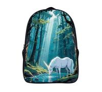 ERSTSNCK The Dragon King Laptop Backpack for Travel Work, 16In Cute Bookbag, Computer Backpack, Casual Daypack, Unicorn in the Ancient Forest, 40x28x16cm
