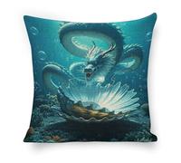 ERSTSNCK The Dragon King Pillow Covers 18"x18" Linen Throw Pillow Covers - Double Sided Decorative Square Cushion Cases for Sofa, Bed, Chair (No Insert Included)