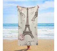 ERSTSNCK The Eiffel Tower Beach Towel Oversized 31" X 63" Absorbent Towels Quick Dry Pool Towel Lightweight Bath Towels Sandproof Beach Blanket for Gym Swimming Sports Travel Gifts