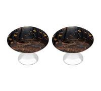 ERSTSNCK There are Many Autumn Leaves Falling in The Forest Cabinet Knobs, 2-Pack Silver Stainless Steel Drawer Pulls with Screws, Elegant Hardware for Dressers, Kitchen,Cabinets & Desks