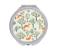 ERSTSNCK There is A Fox in The Tree Compact Mirror for Purse, Double-Sided 1x/2x Magnifying Metal Pocket Makeup Mirrors, Folding Mini Vanity Mirror, Handheld Round Travel Cosmetic Mirrors for Women