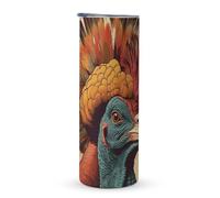 ERSTSNCK There Is A Turkey on The Head Tumbler with Lid And Straw, 20 Oz Slim Stainless Steel Water Bottle Travel Coffee Mug Double Wall Insulated Cup Gifts for Women Men