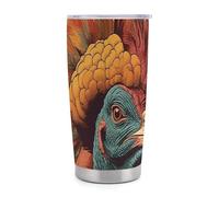 ERSTSNCK There Is A Turkey on The Head Tumbler with Lid And Straw, 20 OZ Stainless Steel Water Bottle Travel Coffee Mug Double Wall Insulated Cup Gifts for Women Men