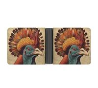 ERSTSNCK There Is A Turkey on The Head Wallet for Men Bifold Rfid Blocking Slim Money Clip Front Pocket Wallet Card Holder