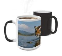 ERSTSNCK Tiger Color Changing Mug Heat Changing Coffee Mug Funny Magic Cup Heat Sensitive Travel Mugs Novelty Coffee Cups Personalized Customized Gift for Men Women 11 Oz