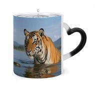 ERSTSNCK Tiger Color Changing Mug Heat Changing Coffee Mugs Funny Magic Cup Heat Sensitive Travel Mug Novelty Coffee Cups Personalized Customized Gift Idea for Men & Women 11 Oz