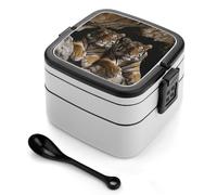 ERSTSNCK Tiger in Cave Bento Box 1000ml Leak Proof Lunch Container with Removable Dividers & Spoon - BPA-Free PP Stackable Lunch Box for Work, Office, Picnic, Travel, Dining Out