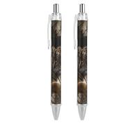 ERSTSNCK Tiger in Cave Black Ballpoint Pens Fine Point (0.5mm) Black Ink Pen Retractable Ball Point Pens with Comfortable Full Grip for Journaling, And Office Writing Ideal 2 PCS