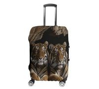 ERSTSNCK Tiger in Cave Luggage Suitcase Covers Elastic Washable Cute Luggage Protector Travel Suitcase Protective Cover For Adult (Fit 19-32 Inch Luggages) X-Large, white, L, Tiger in Cave
