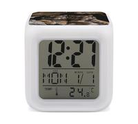 ERSTSNCK Tiger in Cave Night Light Alarm Clock LED Display Alarms for Bedroom Smart Digital Alarm Clock Wtih 7 Colorful Ambient Lights Sleep Timer for Heavy Sleepers Simple Operation