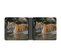 ERSTSNCK Tiger Swimming Wallet for Men Bifold Rfid Blocking Slim Money Clip Front Pocket Wallet Card Holder