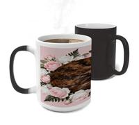 ERSTSNCK Tortoiseshell Cat in Roses Color Changing Mug Heat Changing Coffee Mug Funny Magic Cup Heat Sensitive Travel Mugs Novelty Coffee Cups Personalized Customized Gift for Men Women 11 Oz