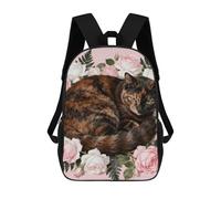 ERSTSNCK Tortoiseshell Cat in Roses Laptop Backpack for Travel Work Cute Bookbag Computer Backpack Casual Daypack