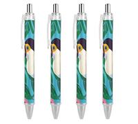 ERSTSNCK Toucan Black Ballpoint Pens Fine Point (0.5mm) Black Ink Pen Retractable Ball Point Pens with Comfortable Full Grip for Journaling, And Office Writing Ideal 4 PCS
