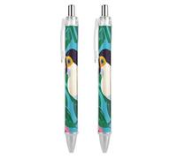 ERSTSNCK Toucan Black Ballpoint Pens Fine Point (0.5mm) Black Ink Pen Retractable Ball Point Pens with Comfortable Full Grip for Journaling, And Office Writing Ideal 2 PCS