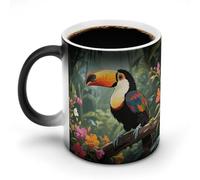 ERSTSNCK Toucan in The Rainforest Color Changing Mug 11 Oz Heat Changing Coffee Mugs Funny Magic Cup Heat Sensitive Ceramics Mug Novelty Coffee Cups Personalized Customized Gift Idea for Men & Women