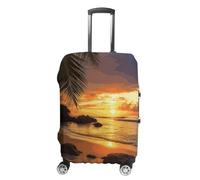 ERSTSNCK Tropical Beach Coastal Sunset Luggage Suitcase Covers Elastic Washable Cute Luggage Protector Travel Suitcase Protective Cover For Adult (Fit 19-32 Inch Luggages) X-Large, white, S, Tropical