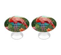 ERSTSNCK Tropical Flamingo Cabinet Knobs, 2-Pack Silver Stainless Steel Drawer Pulls with Screws, Elegant Hardware for Dressers, Kitchen,Cabinets & Desks