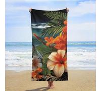 ERSTSNCK Tropical Flowers and Decorations Beach Towel Oversized 31" X 63" Absorbent Towels Quick Dry Pool Towel Lightweight Bath Towels Sandproof Beach Blanket for Gym Swimming Sports Travel Gifts