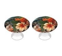 ERSTSNCK Tropical Flowers and Decorations Cabinet Knobs, 2-Pack Silver Stainless Steel Drawer Pulls with Screws, Elegant Hardware for Dressers, Kitchen,Cabinets & Desks