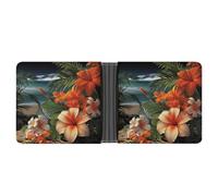 ERSTSNCK Tropical Flowers And Decorations Wallet for Men Bifold Rfid Blocking Slim Money Clip Front Pocket Wallet Card Holder