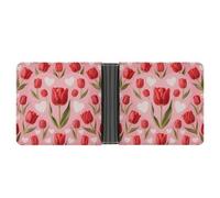 ERSTSNCK Tulip Heart Pattern Wallet for Men Bifold Rfid Blocking Slim Money Clip Front Pocket Wallet Card Holder