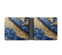 ERSTSNCK Turquoise Gold Marble Wallet for Men Bifold Rfid Blocking Slim Money Clip Front Pocket Wallet Card Holder