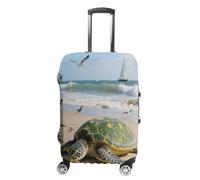 ERSTSNCK Turtle Luggage Suitcase Covers Elastic Washable Cute Luggage Protector Travel Suitcase Protective Cover For Adult (Fit 19-32 Inch Luggages), white, Small, Turtle