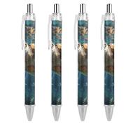 ERSTSNCK Turtle Swimming Black Ballpoint Pens Fine Point (0.5mm) Black Ink Pen Retractable Ball Point Pens with Comfortable Full Grip for Journaling, And Office Writing Ideal 4 PCS