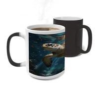 ERSTSNCK Turtle Swimming Color Changing Mug Heat Changing Coffee Mug Funny Magic Cup Heat Sensitive Travel Mugs Novelty Coffee Cups Personalized Customized Gift for Men Women 11 Oz