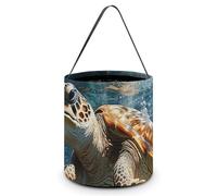 ERSTSNCK Turtle Swimming Halloween Candy Buckets Reusable Tote Candy Bag - Trick Or Treat Goody Bag with Handles