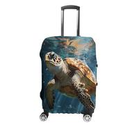 ERSTSNCK Turtle Swimming Luggage Suitcase Covers Elastic Washable Cute Luggage Protector Travel Suitcase Protective Cover For Adult (Fit 19-32 Inch Luggages) X-Large, white, M, Turtle Swimming