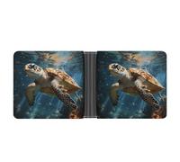 ERSTSNCK Turtle Swimming Wallet for Men Bifold Rfid Blocking Slim Money Clip Front Pocket Wallet Card Holder