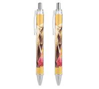 ERSTSNCK Two Butterflies And Elephant Black Ballpoint Pens Fine Point (0.5mm) Black Ink Pen Retractable Ball Point Pens with Comfortable Full Grip for Journaling, And Office Writing Ideal 2 PCS
