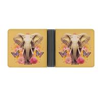 ERSTSNCK Two Butterflies And Elephant Wallet for Men Bifold Rfid Blocking Slim Money Clip Front Pocket Wallet Card Holder