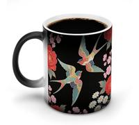 ERSTSNCK Two Colorful Flying Birds Color Changing Mug 11 Oz Heat Changing Coffee Mugs Funny Magic Cup Heat Sensitive Ceramics Mug Novelty Coffee Cups Personalized Customized Gift Idea for Men & Women