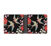 ERSTSNCK Two Colorful Flying Birds Wallet for Men Bifold Rfid Blocking Slim Money Clip Front Pocket Wallet Card Holder