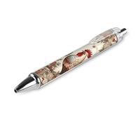 ERSTSNCK Two Flower Roosters Black Ballpoint Pens Fine Point (0.5mm) Black Ink Pen Retractable Ball Point Pens with Comfortable Full Grip for Journaling, And Office Writing Ideal 1 PCS