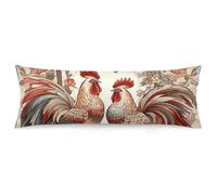 ERSTSNCK Two Flower Roosters Body Pillow Pillowcase 20"x54" Lumbar Throw Pillow Covers with Hidden Zipper Breathable & Cozy Full Long Bodypillow Case Cover for Sleeping Bedroom Couch Sofa Decor
