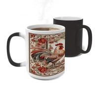 ERSTSNCK Two Flower Roosters Color Changing Mug Heat Changing Coffee Mug Funny Magic Cup Heat Sensitive Travel Mugs Novelty Coffee Cups Personalized Customized Gift for Men Women 11 Oz