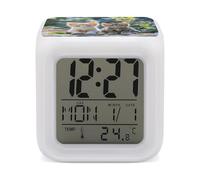 ERSTSNCK Two Little Cats Night Light Alarm Clock LED Display Alarms for Bedroom Smart Digital Alarm Clock Wtih 7 Colorful Ambient Lights Sleep Timer for Heavy Sleepers Simple Operation