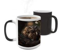 ERSTSNCK Two Owls on The Tree Color Changing Mug Heat Changing Coffee Mug Funny Magic Cup Heat Sensitive Travel Mugs Novelty Coffee Cups Personalized Customized Gift for Men Women 11 Oz
