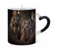 ERSTSNCK Two Owls on The Tree Color Changing Mug Heat Changing Coffee Mugs Funny Magic Cup Heat Sensitive Travel Mug Novelty Coffee Cups Personalized Customized Gift Idea for Men & Women 11 Oz