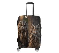 ERSTSNCK Two Owls on The Tree Luggage Suitcase Covers Elastic Washable Cute Luggage Protector Travel Suitcase Protective Cover For Adult (Fit 19-32 Inch Luggages) X-Large, white, M, Two Owls on the