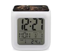 ERSTSNCK Two Owls on The Tree Night Light Alarm Clock LED Display Alarms for Bedroom Smart Digital Alarm Clock Wtih 7 Colorful Ambient Lights Sleep Timer for Heavy Sleepers Simple Operation